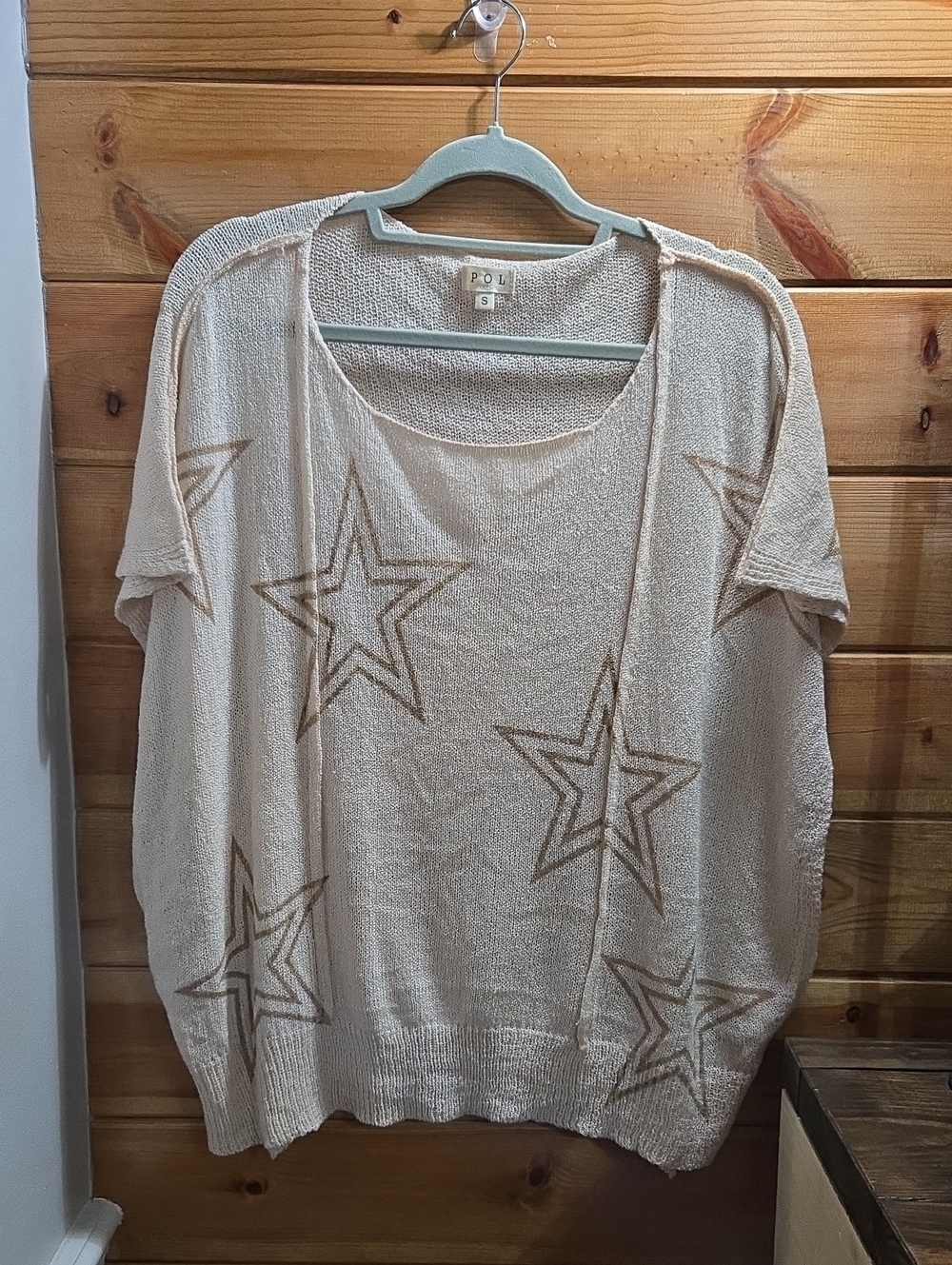 POL Sweater - Women's Cream Star Knit Sweater Open Sides